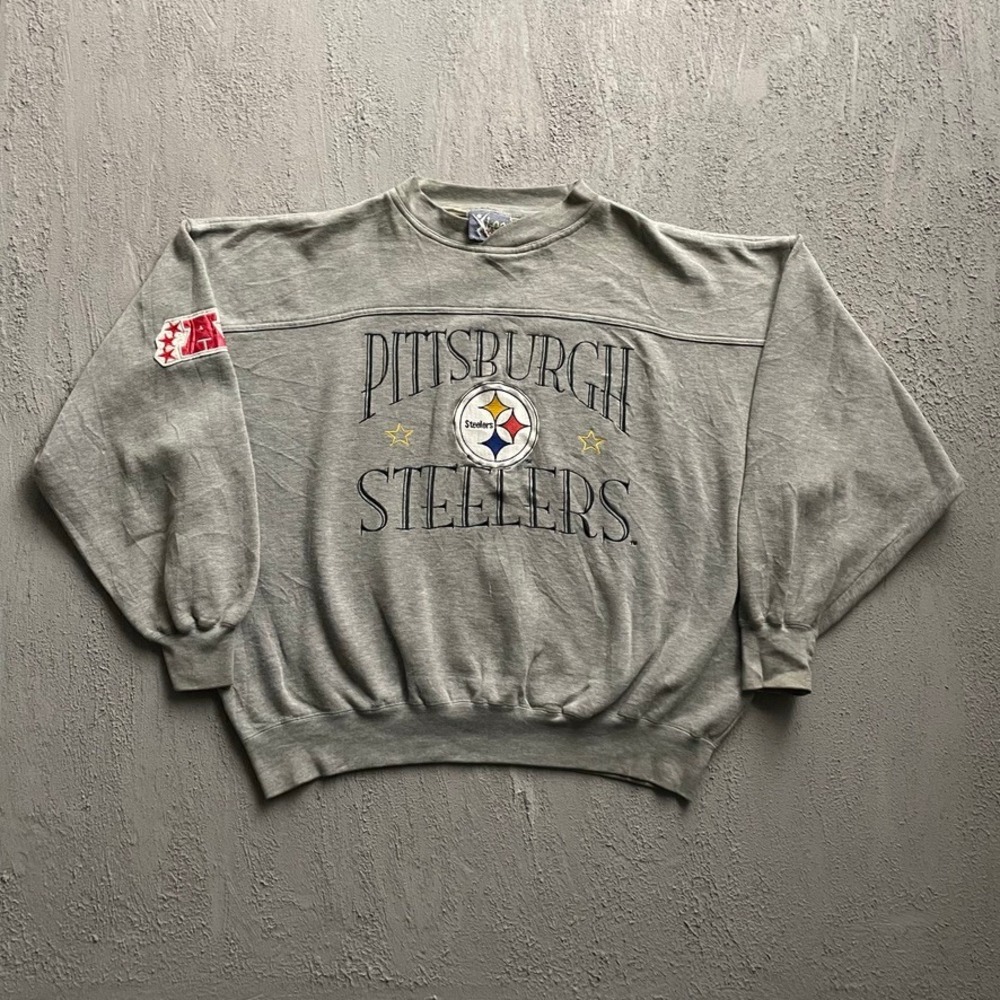Vintage NFL Pittsburgh Steelers Sweatshirt Mens XL Grey 90s Lee Sport